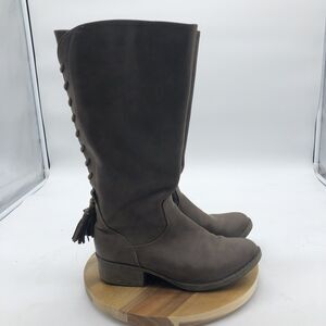 Steve Madden Boots Womens 4 Brown Knee High Zip Back Tassel Western Casual